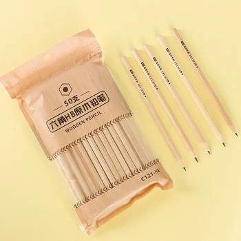 

100 Simple Wooden Pencil HB Core Pencil Environmentally Friendly Non-Toxic Hexagon Pencil Office School Stationery