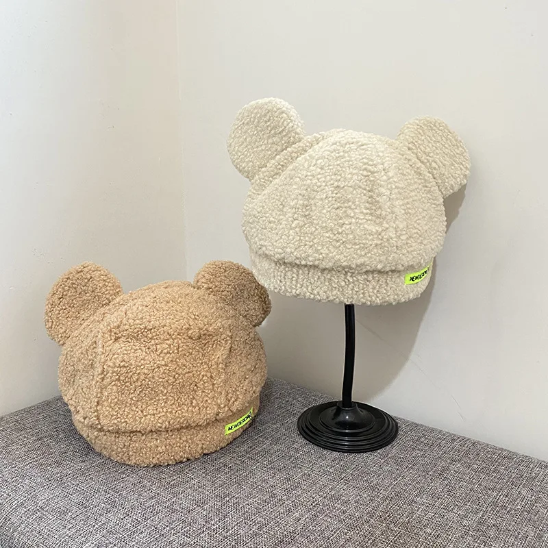 best beanies for men Hot Sale Japanese Cute Little Bear Ear Lambswool Cap Woman Autumn Winter Thicken Keep Warm Protect Bucket CasquteHot Sale Japanese Cute Little Bear Ear Lambswool Cap Woman Autumn Winter Thicken Keep Warm Protect Bucket Casqute black skully beanie