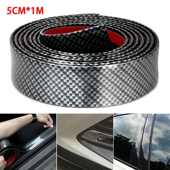 

5CM*1M Car Sticker Carbon Fiber Rubber Edge Guard Strip Door Sill Protector