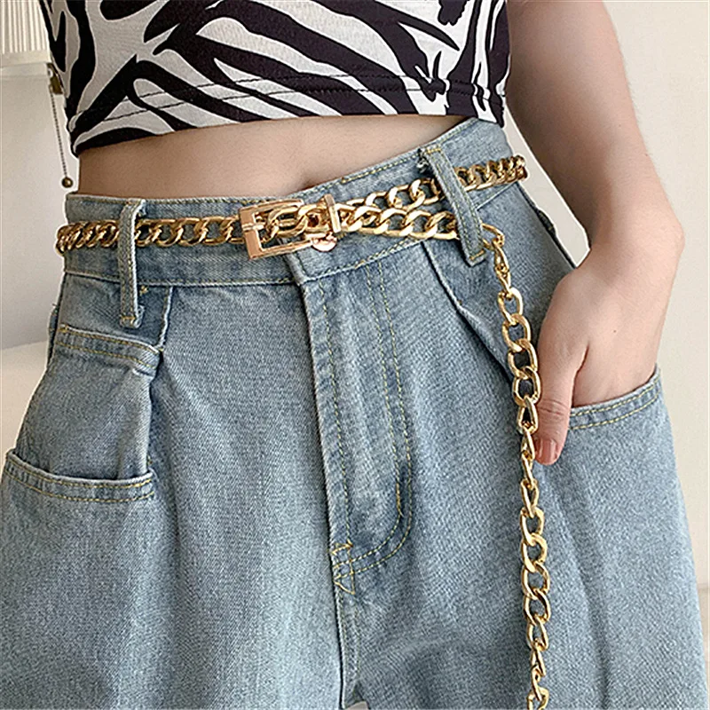90cm 허리띠 바지 메탈 벨트 유니섹스 팬츠, 체인 와일드 심플 레트로 힙합 정장 Jk 허리 체인 청바지 벨트, 2021 년 최신 유행