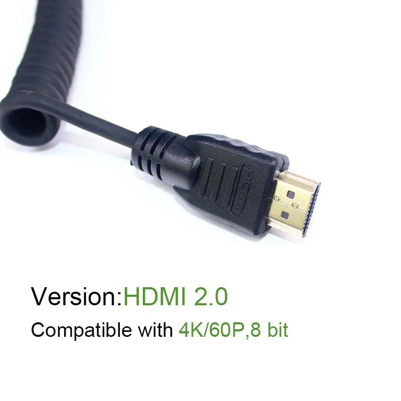 Online Lanparte alta velocidad Full HDMI 2,0 Cable en espiral para 4K 60P 8 Bit para BMPCC 6K 4K para Panasonic S1 accesorios de cámara para Atomos