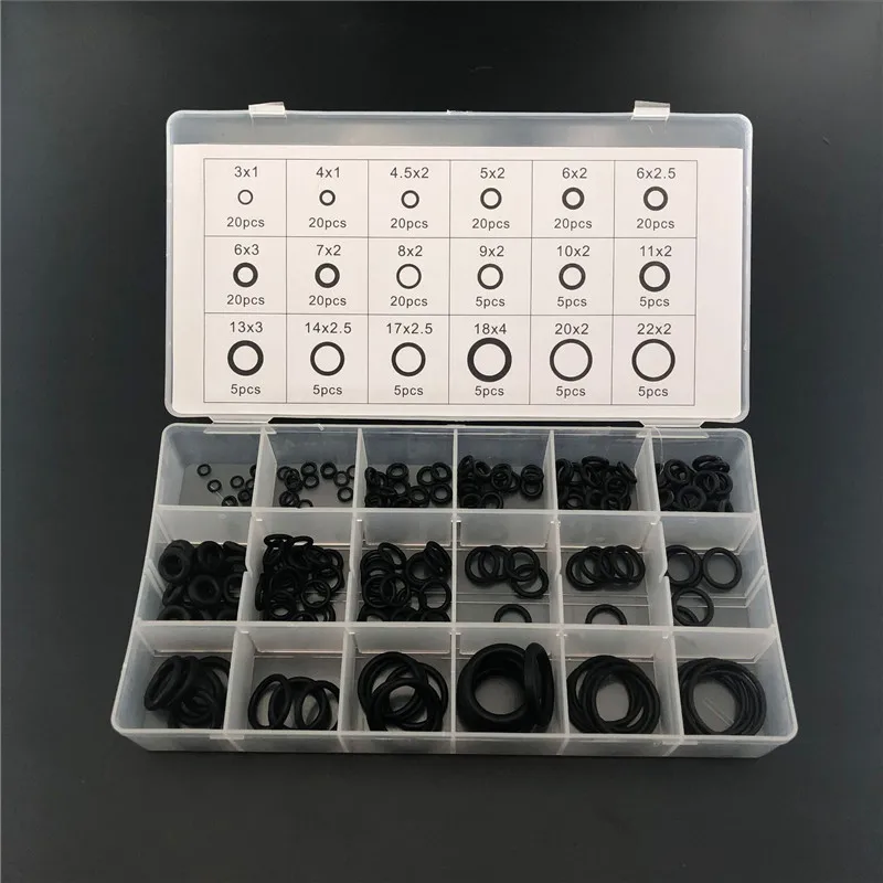 

Silicone Rubber 18 Sizes 225pcs Rubber O Ring O-Ring Washer Seals Watertightness Assortment for Car Styling Auto Parts