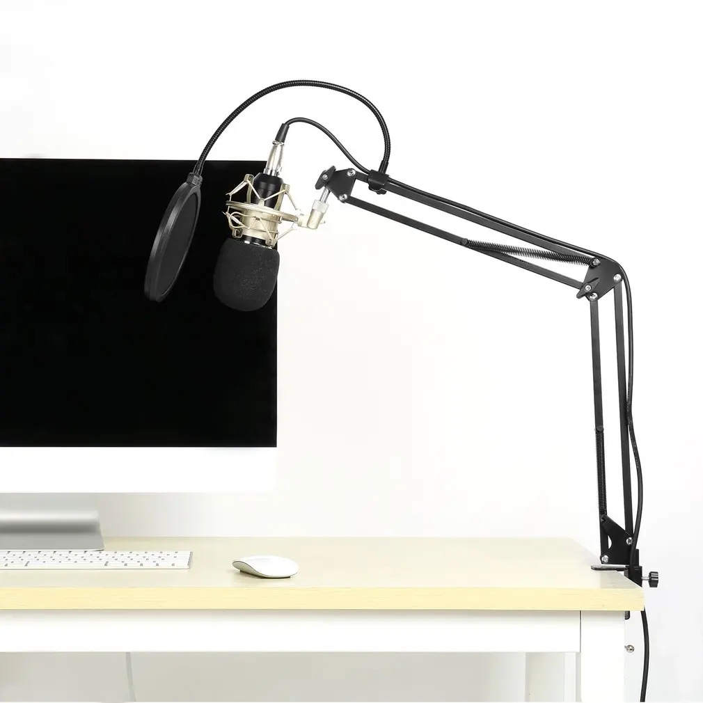 Professional BM800K Audio Vocal Studio Condenser Microphone Set 3.5MM Wired Computer Microphone for Recording With Stand