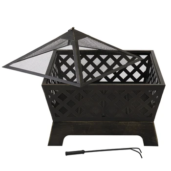 

4 Angles Mesh Brazier Bronze Fire Pit Decoration for Backyard Poolside 67.01 x 67.01 x 58.42cm
