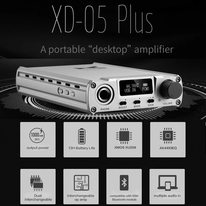 XDuoo XD 05 Plus 1000mW output Portable USB DAC Headphone Amplifier AMP with XMOS XU208 AK4493EQ 32Bit 384kHz DSD256
