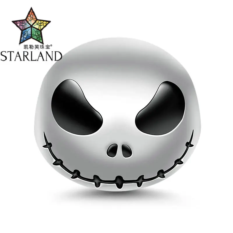 Starland "Jack Skull" 925 Sterling Silver Beads Charms for Halloween fit bracelet necklace Original Jewelry