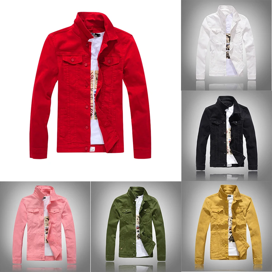 Chaqueta vaquera para hombre, abrigos de estilo coreano, chaqueta vaquera ajustada de manga larga, informal, Color sólido, para primavera y otoño