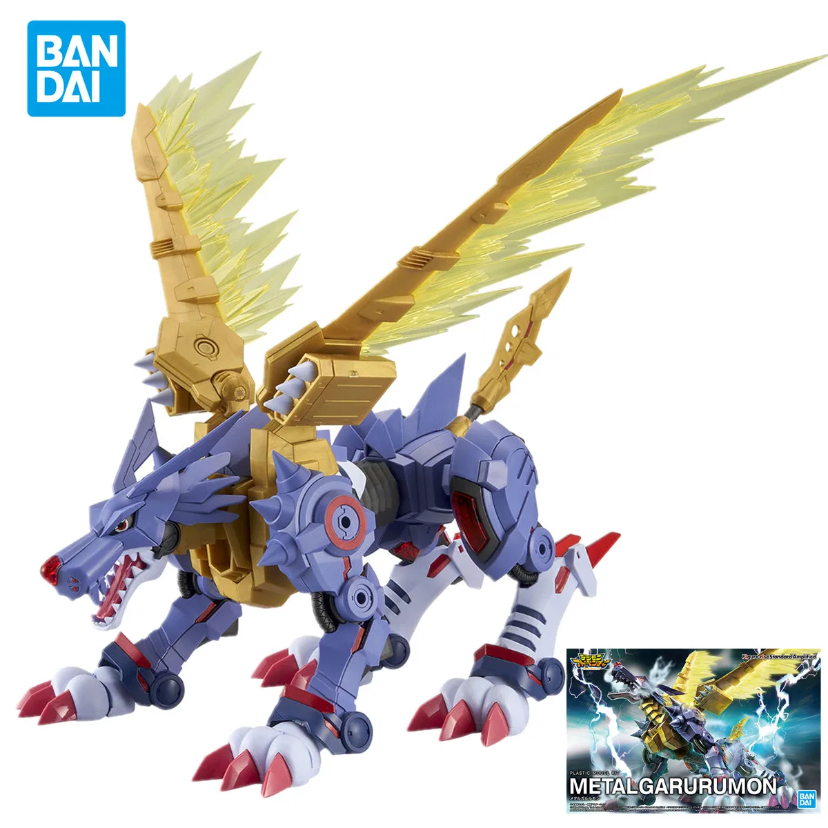 

18cm Bandai Original Anime Figures Digimon Adventure Metal Garurumon Assembled Action Figure Collection Model Boy Toy