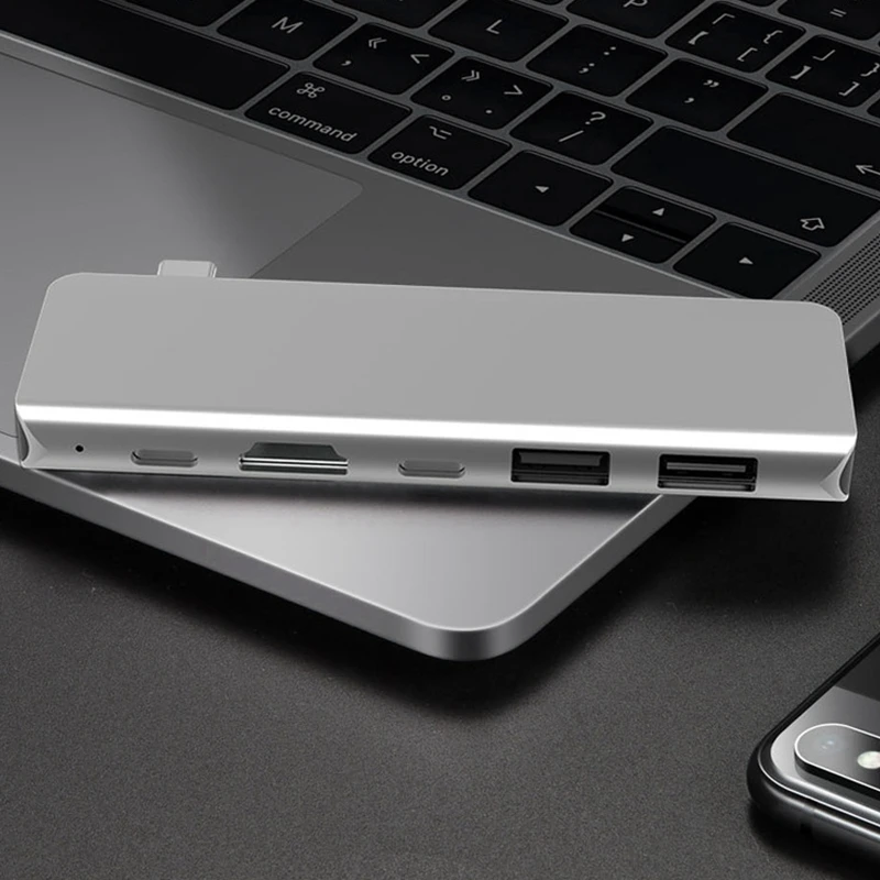 5 в 1 USB-C концентратор 4 к 60 Гц Тип C концентратор USB адаптер Поддержка 87 Вт Зарядка для MacBook Pro/tv
