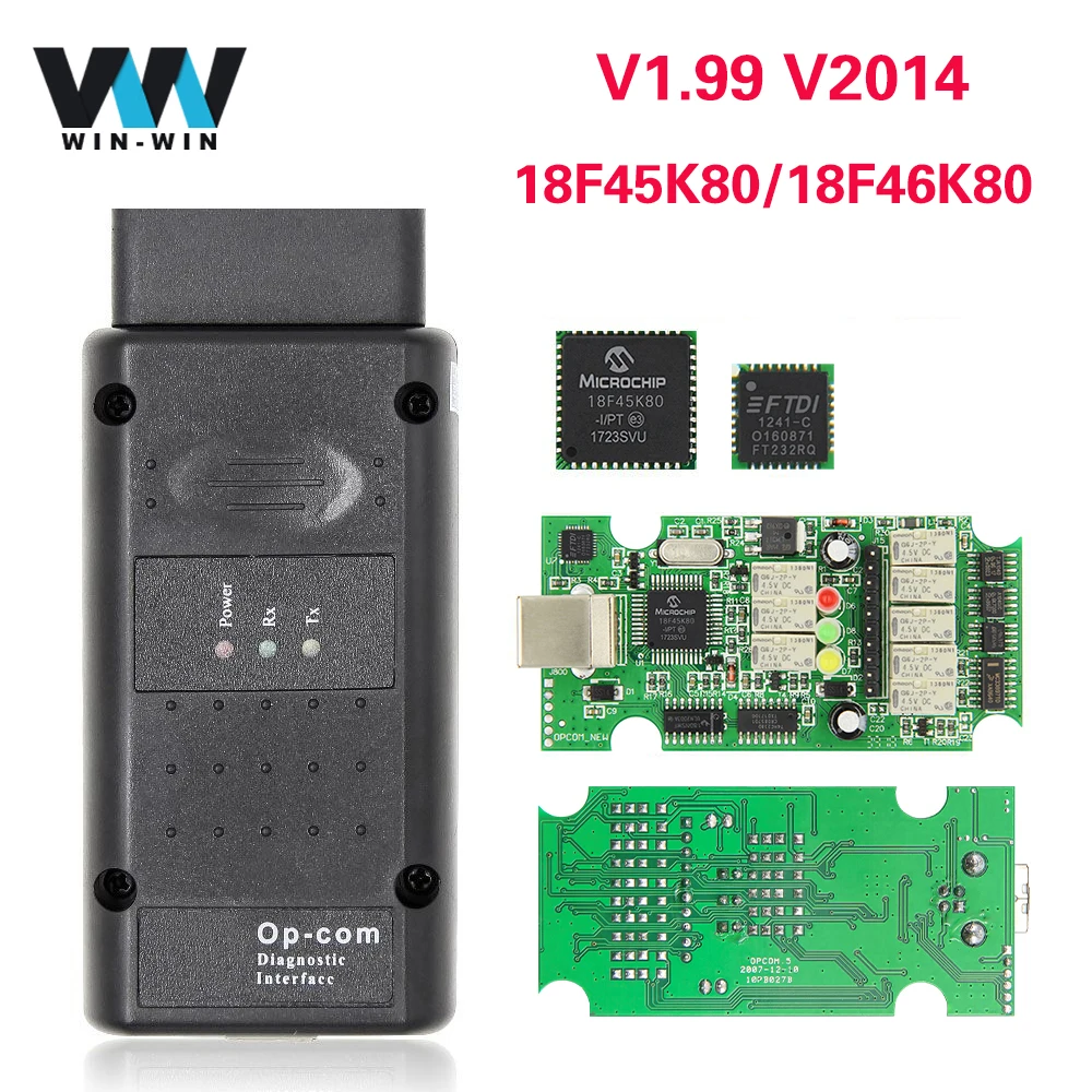 Горячая Распродажа Opcom V1.99 18F45K80 2014V OBD2 диагностический сканер для Opel оп ком 1 99 OP-COM