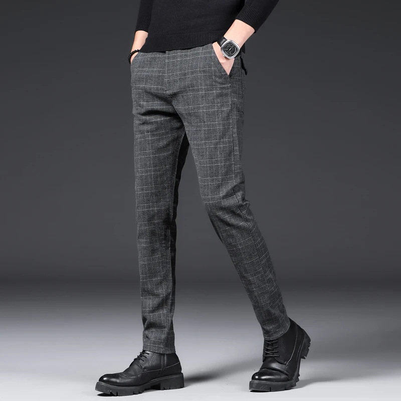 

2020 new check casual pants autumn men's new pants formal suit pants