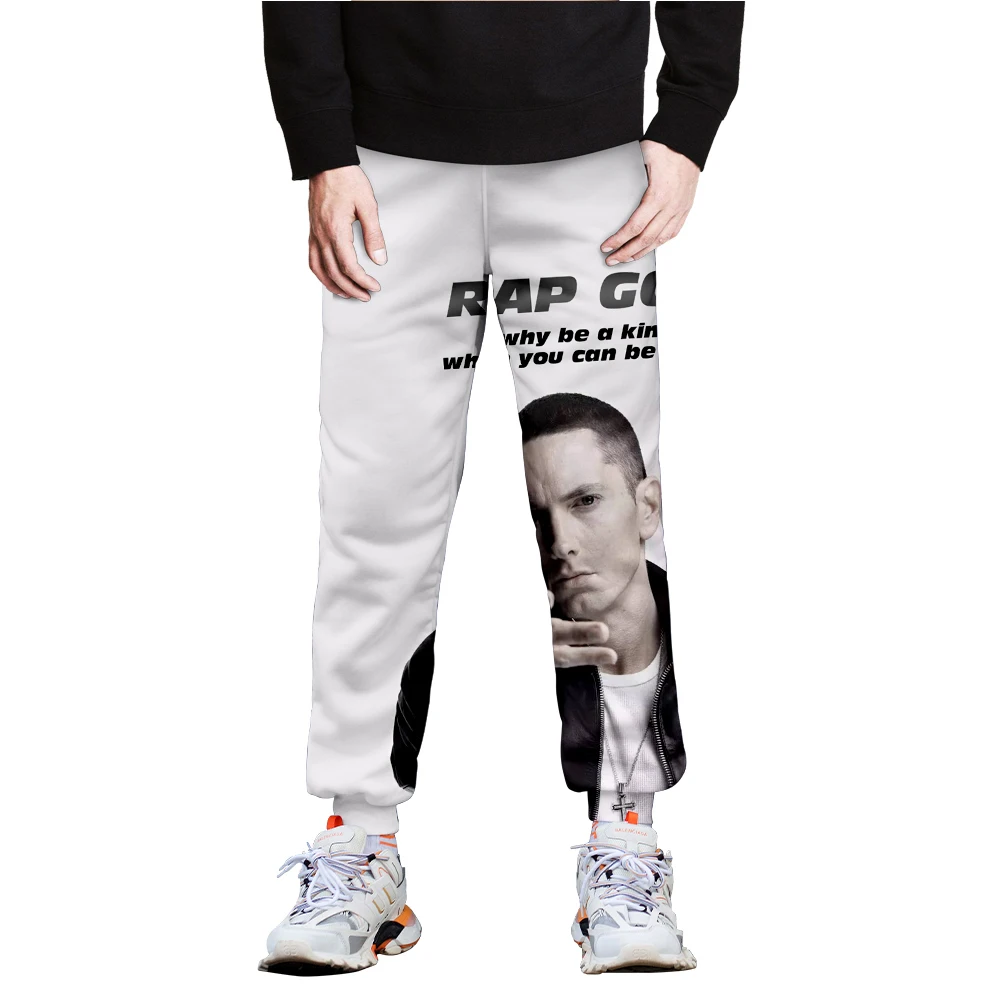 

New popular clothing jogging pants 3D printing Eminem men's and women's casual trousers fashion hot selling men's white leggings