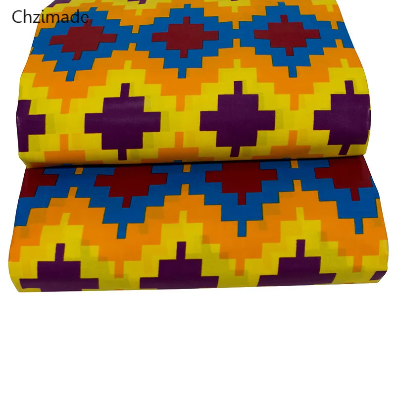 

Chzimade 1Yard Ankara African Mosatic Printed Fabric Real Wax Polyester Sewing Fabric For Party Dress Diy Sewing Crafts