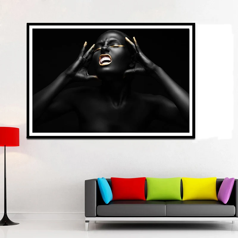 Modern-Black-Woman-Canvas-Painting-Light-Luxury-Wall-Art-Poster-Decorative-Living-Room-Wall-Hanging