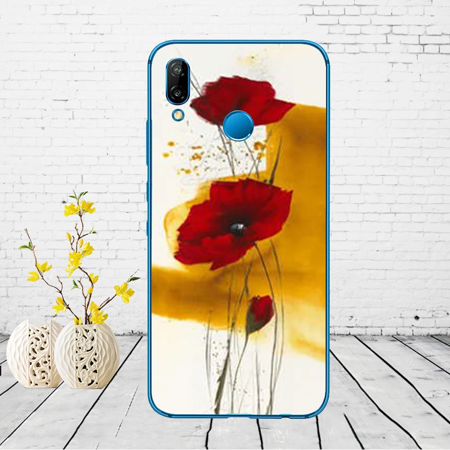63DD Красные маки на черном стиле мягкий силиконовый чехол для Huawei P9 P10 P20 P30 Lite mate 10 20 PRO lite p smart чехол - Цвет: 13
