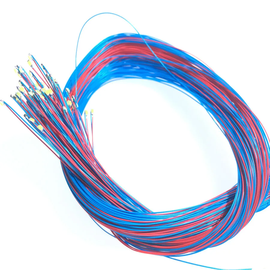 

100pcs/lot 0402 0603 0805 1206 SMD model train HO N OO scale Pre-soldered micro litz wired LED leads wires 20cm