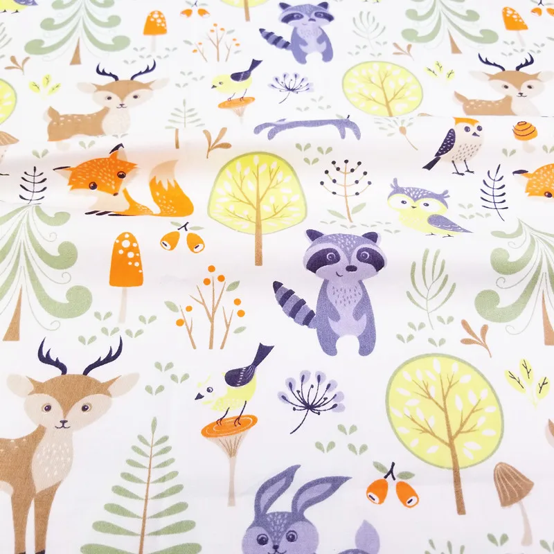 50x80cm deer Детская Хлопковая Лоскутная Ткань с принтом оленя, Детская саржевая хлопковая ткань для шитья своими руками, стеганый материал для детей и малышей - Цвет: 50x80cm deer
