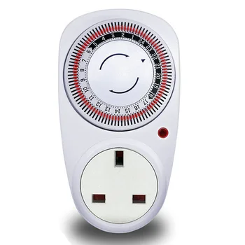 

HOT SALE 24 Hours UK Plug in Mechanical Grounded Programmable Timer Switch Smart Countdown Switch Socket Indoor Auto Power Off
