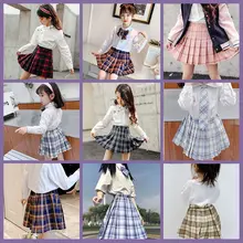 

Japanese Women Jk Skirts High Waist Students School Uniform Pleated A-Line Mini Plaid Harajuku Preppy Skirts For Girls 2021