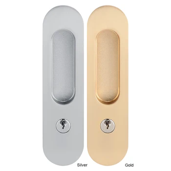 

Sliding Door Lock With Keys Modern Hidde Handle Interior Double Sided Anti-Theft Wood Door Pull Lock Furniture Hardware