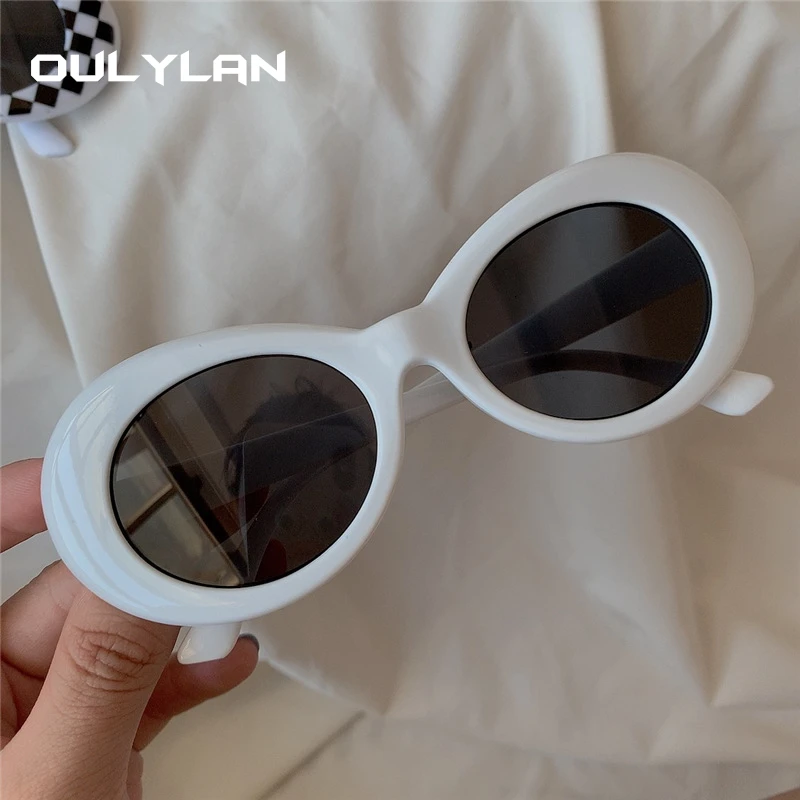Ayaoch Clout Brille Retro Oval Sonnenbrille Mod Style Kurt Cobain (weiß), Weiß, One Size Fits All