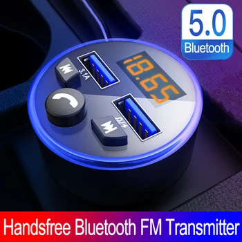 

JINSERTA Bluetooth FM Transmitter Car MP3 U Disk Player Handsfree Car Kit Adapter Dual USB 3.1A Charger Voltage Detection