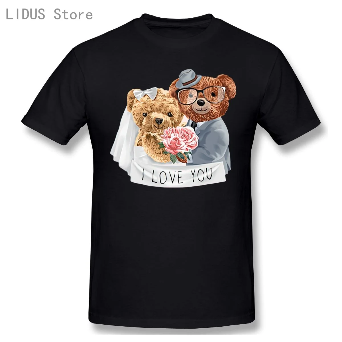 Футболка с надписью I LOVE YOU Couple Teddy Bear | Футболки и поло