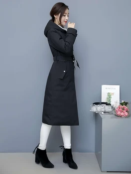 

Hooded Women's Autumn Down Winter White Duck Coat Women Long Puffer Jacket Two Side Wear chaqueta mujer KJ4666