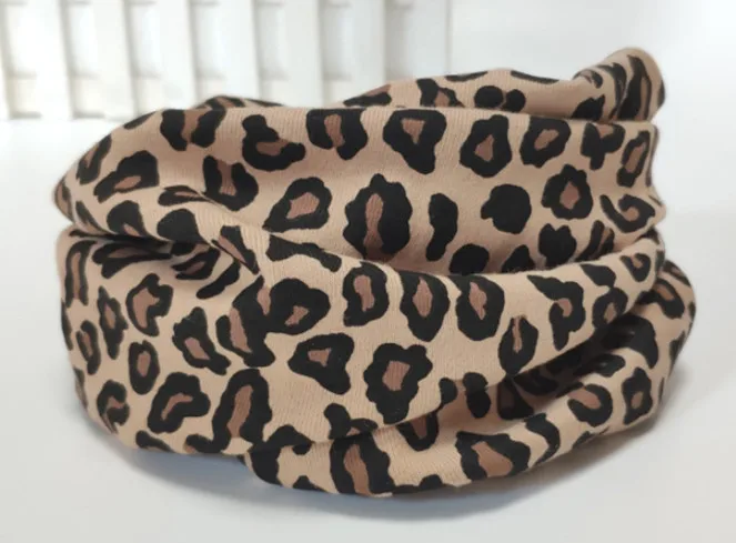 leopard Хлопковый Детский шарф с цветочным принтом и животным принтом; Детский Теплый шейный платок с капюшоном и воротником для мальчиков и девочек - Цвет: leopard