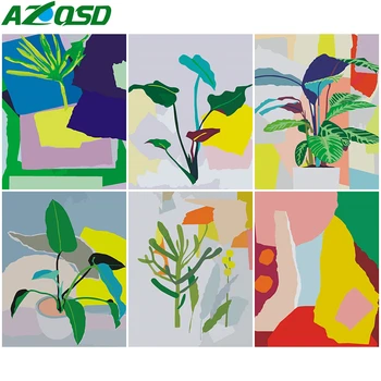 

AZQSD Painting By Number Canvas Kits Leaf HandPainted DIY Gift 40x50cm Coloring By Numbers Plant Home Bedroom Wall Artwork