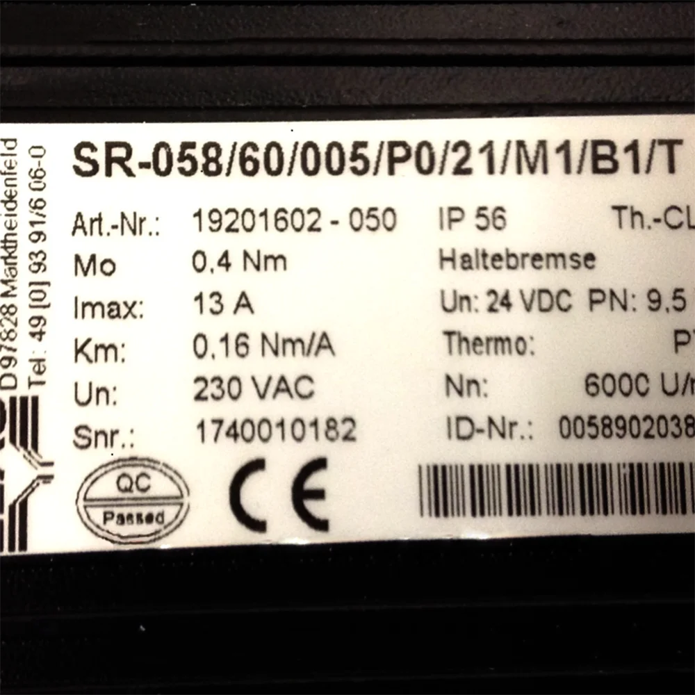 Серводвигатель переменного тока ELAU 19201602-050 SR-058/60/005/P0/21/M1/B1/T