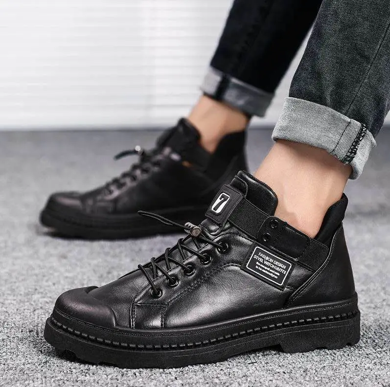 

2018 Autumn & Winter New Style Men Casual Versatile Leather Hijab Trendy Shoes Anti-slip Wear-Resistant Street xi ha xie