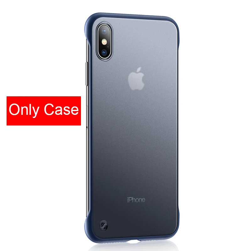 Тонкий Бескаркасный чехол для телефона для Apple iphone 11 pro iphone 11 Pro Max чехол Coque полупрозрачный матовый pc задняя чехол крышка на айфон iphone 7 8 6 6s Plus x xs max xr чехол с кольцом для пальцев шнур - Цвет: Blue(only case)