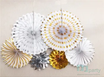 

6Pcs/set Tissue Paper Cut-out Paper Fans Pinwheels DIY Wedding Party Decorations Hanging Tissue Paper Fan Flowers