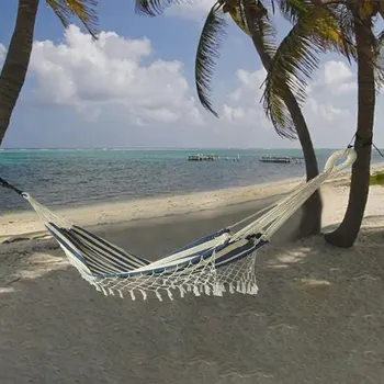 

200*100cm Hammock Swing Chair Outdoor Indoor Camping Supplies Portable Foldable Striped Blue Striped Hammock