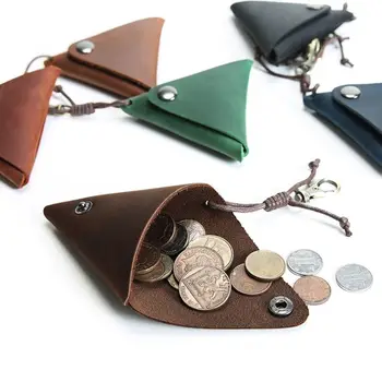 

7 Colors Unisex PU Leather Coin Pouch Retro Purse Pocket Mini Wallet with Keychain