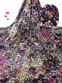 

Gold African Lace Fabrics With Sequins And 3 d flowers French Lace Fabric 2019 High Quality Sequins Lace For Nigerian Women