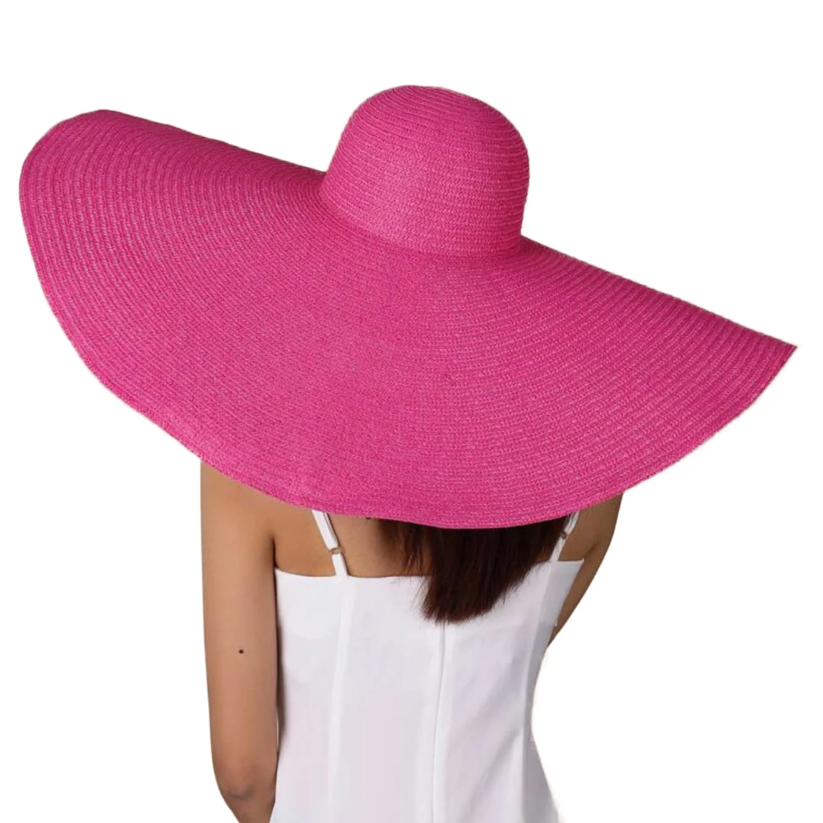 Foldable Giant Women Oversized Hat 70cm Diameter Huge Brim Floppy Summer Sun Beach Straw Hats X478