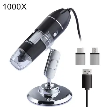 Adjustable 1600X 3 in 1 USB Digital Microscope Type-C Electronic Microscope Camera For Solding 8 LED Zoom Magnifier Endoscope 8