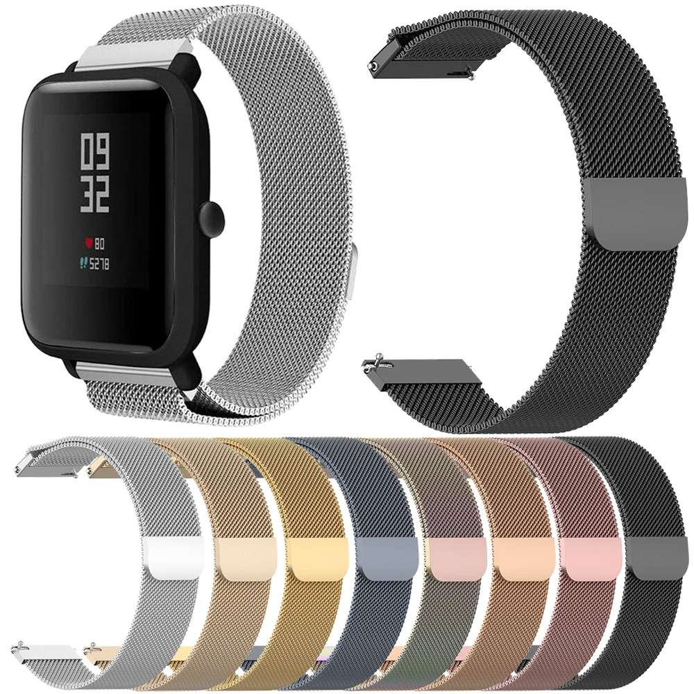 Essidi 20 мм Миланский ремешок для Xiaomi Huami Amazfit Bip Bit Pace Lite Youth из нержавеющей стали умный Браслет ремешок часы петля