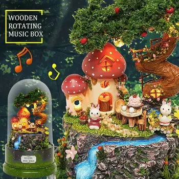 

Plastics DIY Music Box DIY Music Dollhouse Puzzle Music Box Miniature Crafts Collectibles Ornaments Creative High-Performance