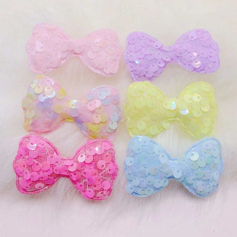 

36Pcs 6*3.5CM Sequin Bowknot Applique For DIY Clothes Shoes Hat Headwear Clips Crafts Decor Patches