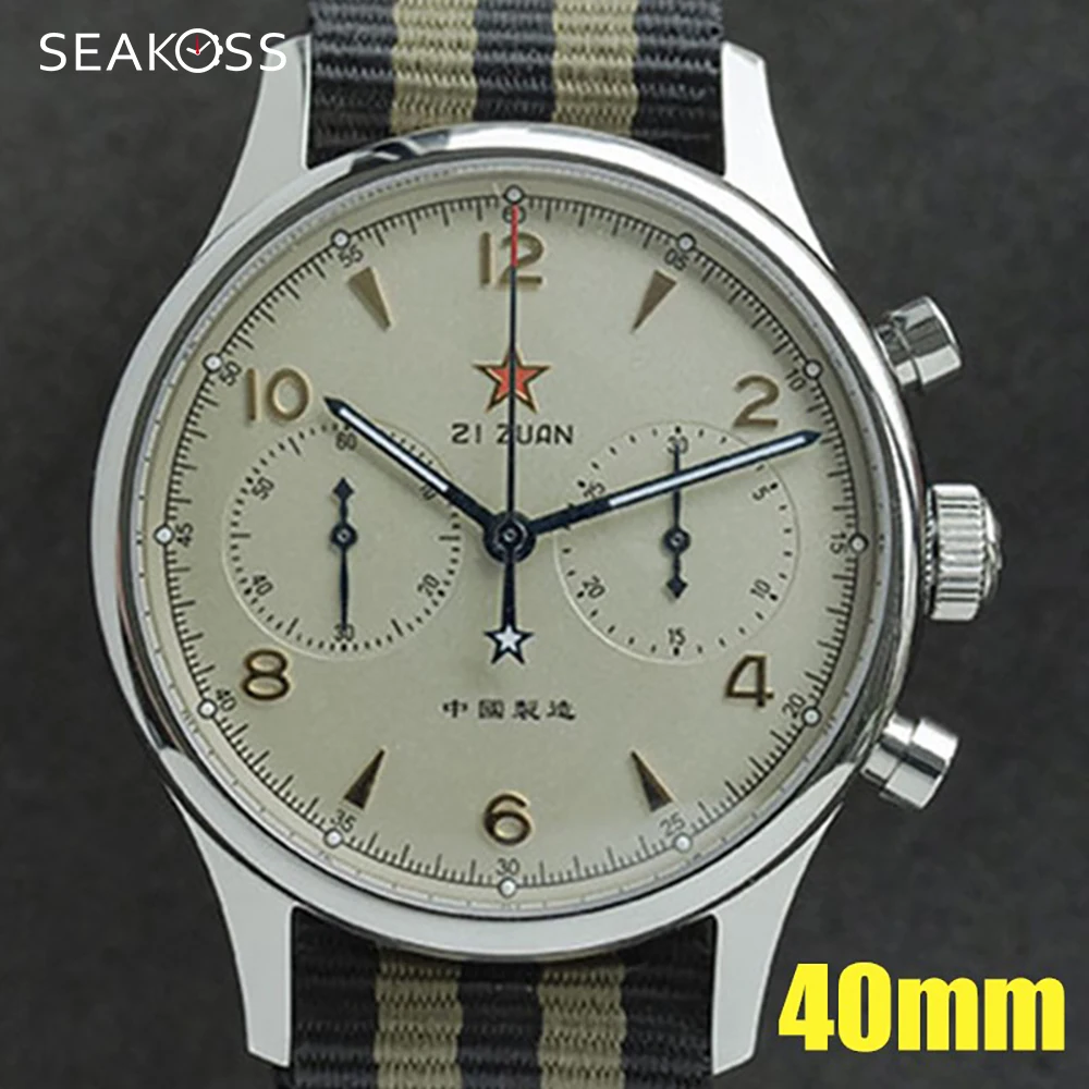 2020 Pilots Watch Men's ST1901 Chronograph 1963 Seagull Movement Sapphire Mechanical Military Waterproof Luminous Wristwatches | Наручные