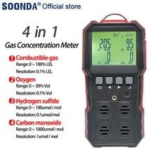 Monitor de gas para compuesto Digital 4 en 1, detector de concentración de gas, oxígeno, hidrógeno, sulfuro, monóxido de carbono