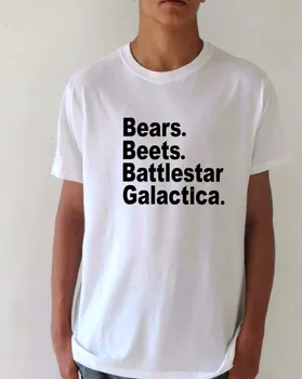 

Men The Office TV show mens T shirt Bears Beets Battlestar Galactica Letter Print Summer Style tops Fashion Clothing plus size