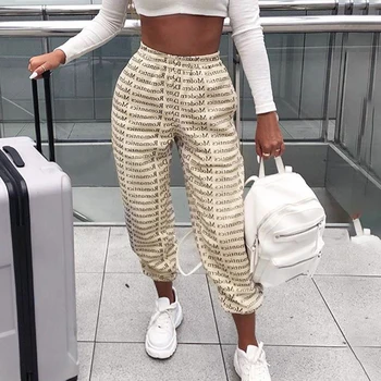 

Women Letter Print Joggers Loose Casual Street Fashion Khaki Trousers Spring Autumn Harajuku Capris Femme Sweat Pants Sweatpant