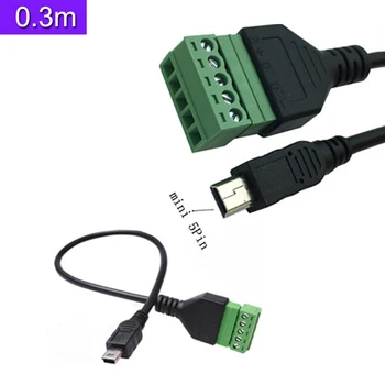 

USB 2.0 mini 5Pin Male to 5 Pin/Way Female Bolt Screw Shield terminals Pluggable Type Adapter cable 0.3m