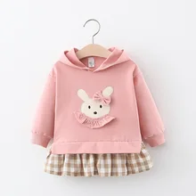 Детское платье для девочек платье с рисунком кролика Весенняя детская одежда