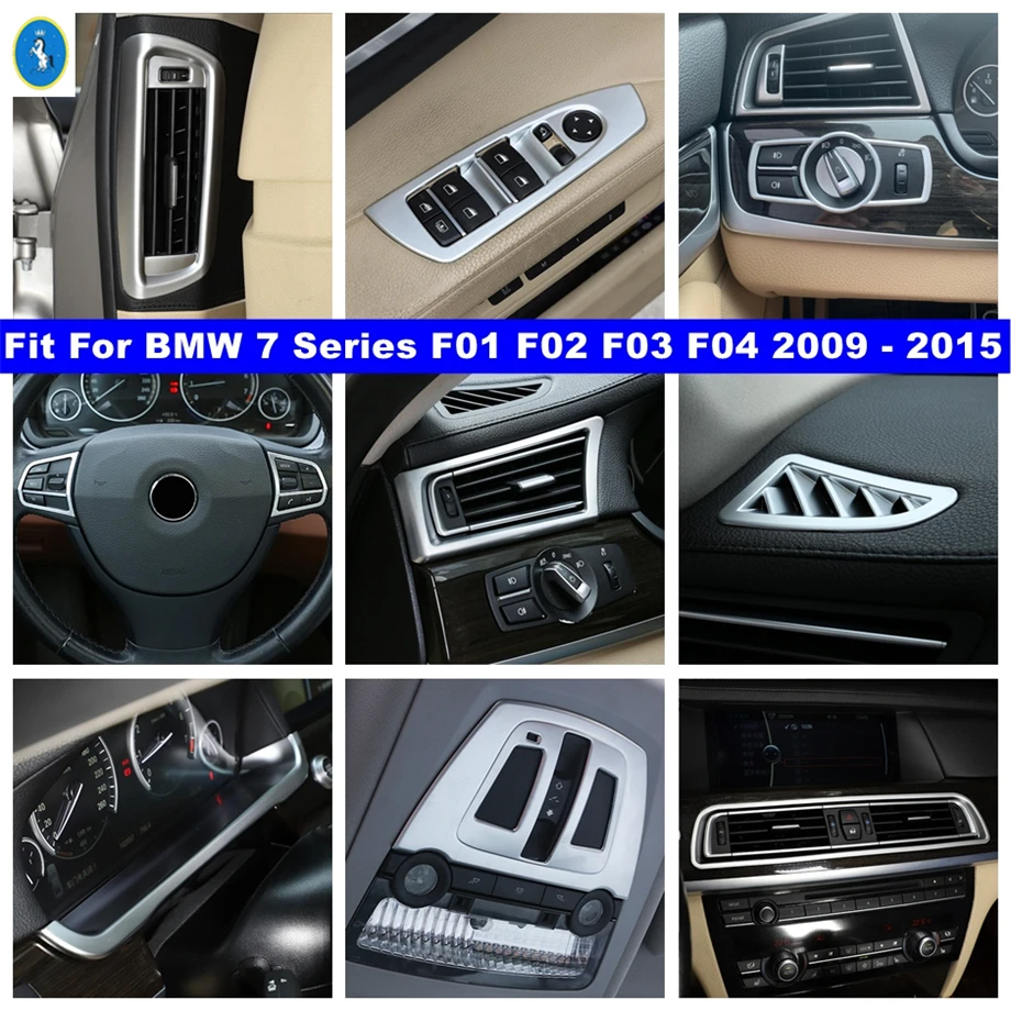 

Matte Pillar B / Dashboard Air AC / Gear Head / Reading / Head Lights Cover Trim For BMW 7 Series F01 F02 F03 F04 2009 - 2015