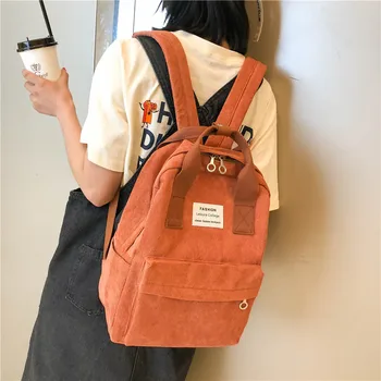 

Stripe Cute Corduroy Backpack Kawaii Women School Bag Teenage Luxury Girl Backpack Harajuku Female Fashion Bag Student Lady Book